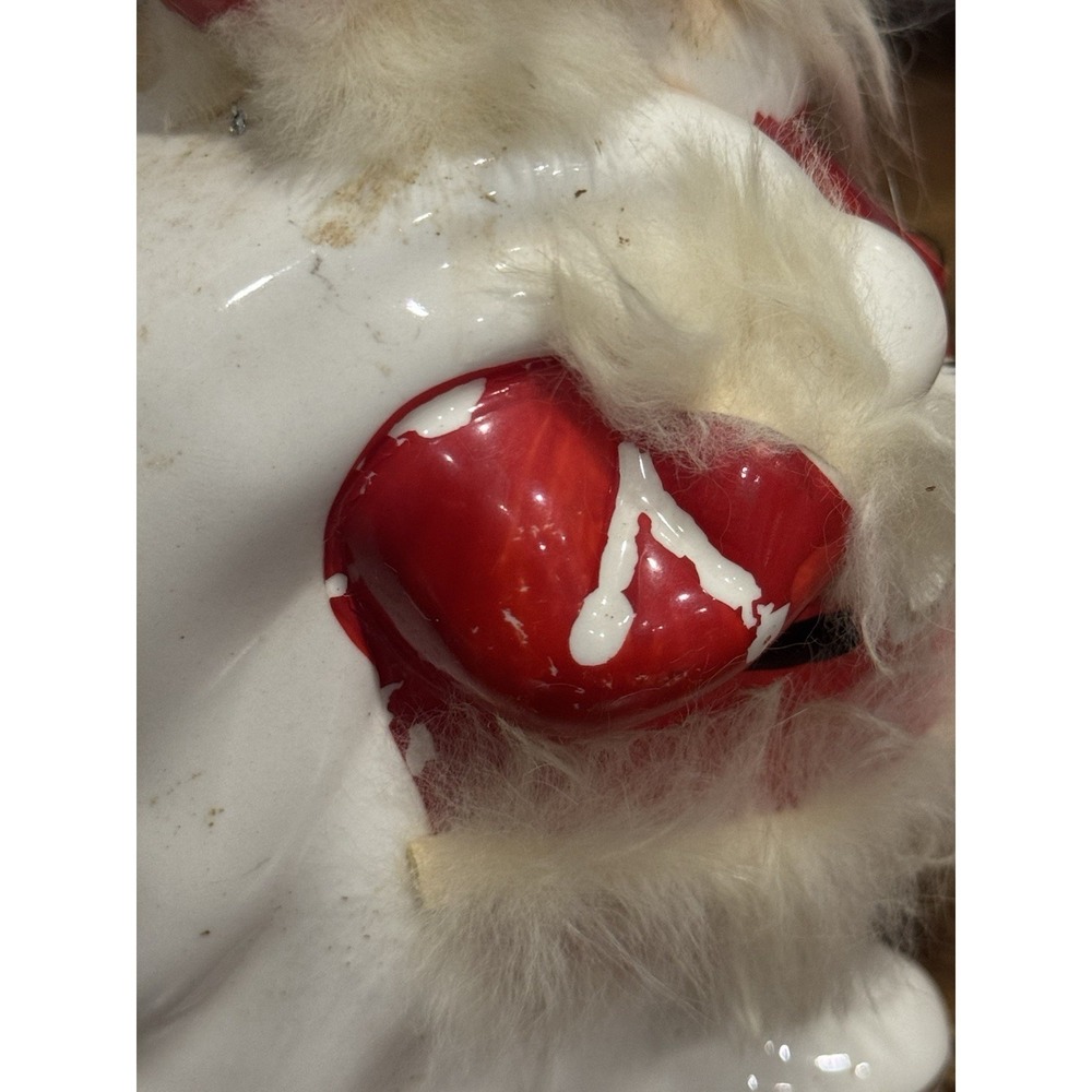Santa Ceramic Bank 1959 Napco Bedford Ohio Vintage Made Japan Faux Fur Accent - Picture 10 of 15